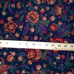 Flannel Fabric–Jewel Tone Floral on Dark Navy Cotton, 58″ Wide x 2+ Yards