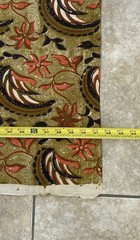 Vintage Indonesian Batik Orange & Brown Fabric Cotton 41 1/2” x 91”