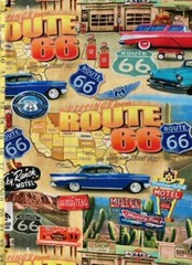 Route 66 with Cars Timeless Treasures Fabric Vintage Cars Travel Gas Cacti