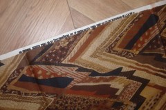 Vtg 2.88 yds Spectrum Fabric Mod Flamestitch Brown Drapery Cotton 54″ x 104″ BTP