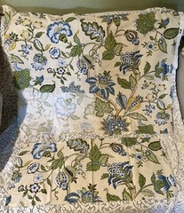 2pc Blue Floral Textured Upholstery Fabric 54”x36”Wide w/ONE Selvage+12”x29”