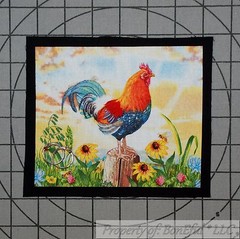 BonEful Fabric FQ Cotton Quilt Old Applique Red Rooster Chicken Yellow Sunflower
