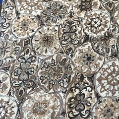 Fabric Taupe Cream Brown Floral Abstract Decor Crafts Cushions Purses Blouses