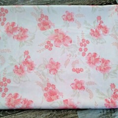Lightweight Pink Floral Fabric Wild Rose Textured Cottage 57 x 36 Farmhouse
