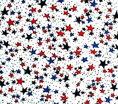 BTY*FACE MASKS*PATRIOTIC 100% COTTON FABRIC RED & BLUE STARS ON WHITE 44X36″