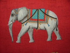 Jaipur Indian Elephant Rosso 100% Cotton Curtain Upholstery Cushion Blind Fabric