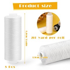ZMAAGG White Thread for Sewing, Polyester Sewing Thread, 8 Rolls 8 PCS
