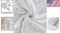 15 Feet Silver Sequin Fabric – Glittery Dress Material