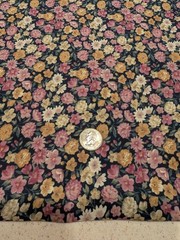 Romantic pink, cream, brown & green floral challis fabric 2 yards x 44″ wide