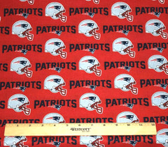 NFL NE Patriots Red 100% Cotton Fabric WIDE FQ (18 inches x 29 inches) Football