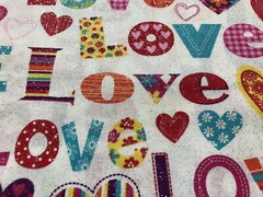Fabric Cotton “ Love” Novelty prints, Quilt 1/2 Yard