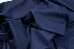 Vintage Drago Super 130’s Wool – 2.4m – 240g – Navy Pinstripe w/ Burgundy & Azur