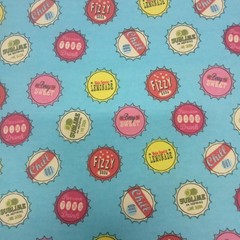 Bottle Caps Flannel Fabric
