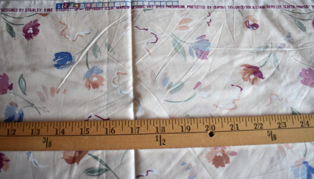 FLORAL PRINT ON CREAM DUPONT TEFLON SOIL & STAIN REPELLER FABRIC 42X54 INCHES