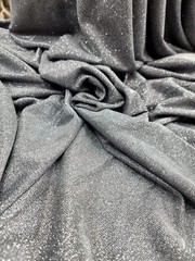 Black Spandex Fabric by the Yard – Silver Glitter Shine, Stretch for Prom Gowns
