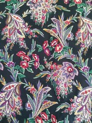 Black With Flowers Sewing Fabric 88″ x 50″ Purple Red Green