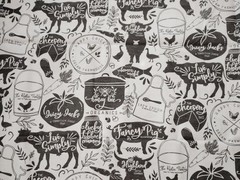 NEW! 5-1 Yd Cuts Farmhouse Cotton Quilting Fabrics Charcoal Gray/White