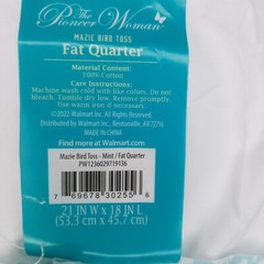 5 Pioneer Woman Seasonal Fat Quarters Mazie Bird Toss White on Mint 100% Cotton