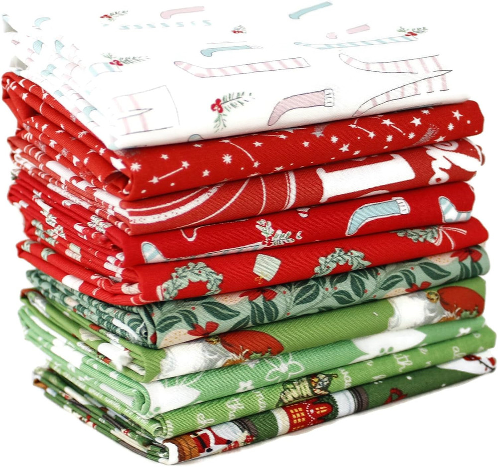 Christmas Fat Quarter Bundle (10 Pcs) – Mixed Designers – 18 X 21 Inches (45.72