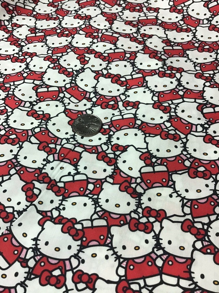 Custom Made….Hello Kitty Cotton Fabric, 1 Yard, 36”x 54”