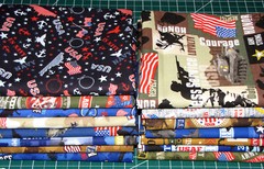 United States Military Fabric FQ Set 15 Fat Quarters AF Army Navy Marines Cotton