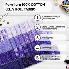 Craftido-20 Options-100% Cotton Jelly Roll Fabric Precut Strips for Quilting,…