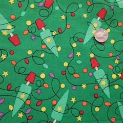 Springs Creative Christmas Holiday Deer Party Lights Cloth Fabric, 42″x72″/ 2yds