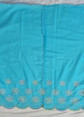 Light Blue Pastel Floral Embroidered Fabric Scalloped Border Edge 23″ x 6.5 Yds