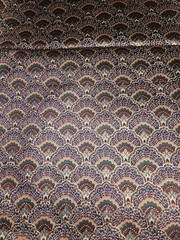 VTG Ambiance HTF Scalloped Art Deco Style Print Cotton Fabric 4.25 Yards X 55″W