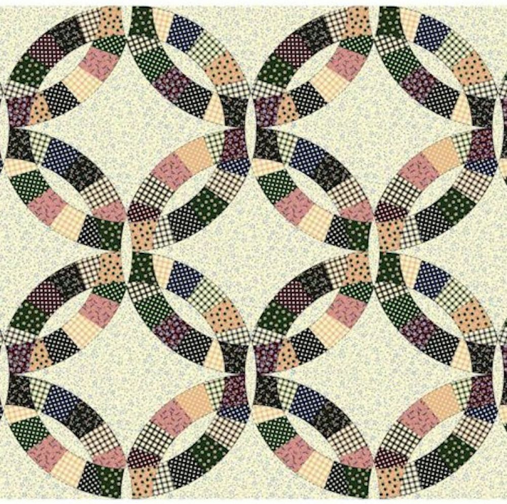 100% Cotton Fabric BTY 90 ” Cheater Quilt Wedding Ring