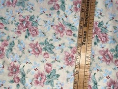 By 1/2 Yd Vintage Christmas Floral Pink Blue Yellow Holly Cotton Fabric BTHY