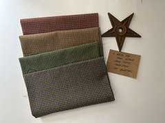 4 BLUE GREEN BROWN RED Small Check Homespun Fat Quarters