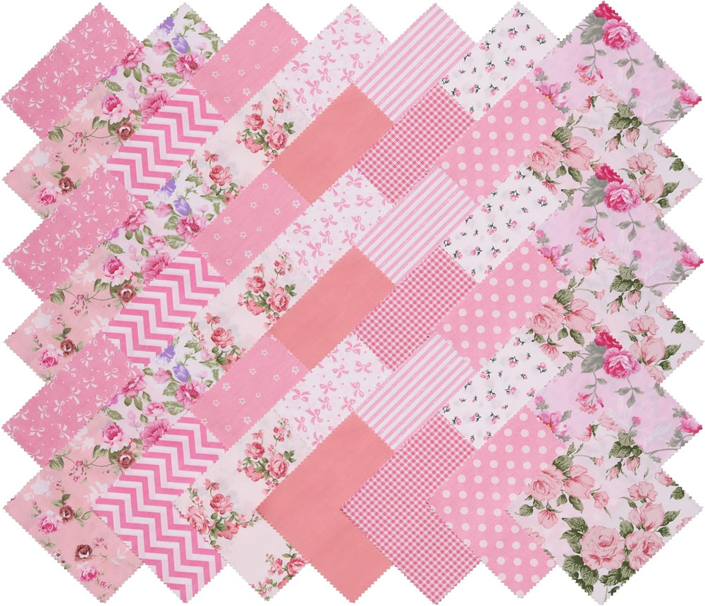 Pink Charm Packs for Quilting 5 Inch – 5X5 Charm Squares Precut Quilting Fabric