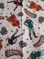 OOP Camelot Fabrics Big Bang Theory 22″ X 24″ Fabric Piece-Superhero Version-EC