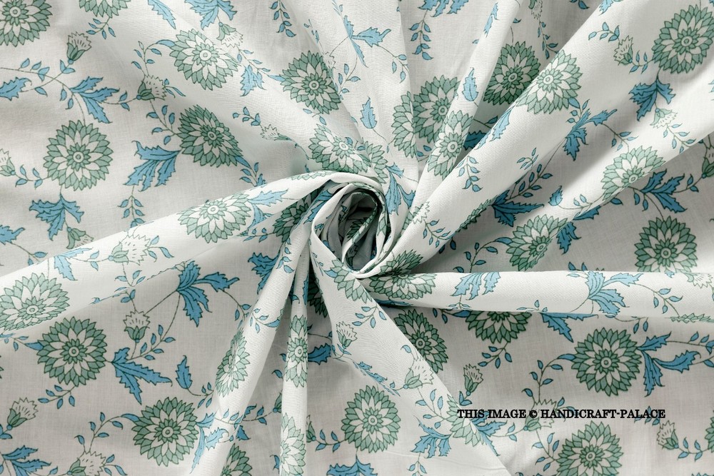 Indian Hand Block Print Running Loose Fabric Cotton Clothing Craft Floral 5 Yard