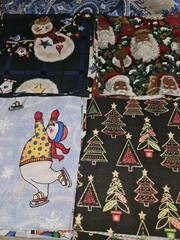 Lot Of 250 Fabric Squares 5″ Charm Lot Rotary Cut Christmas Snowmen, Trees Etc B