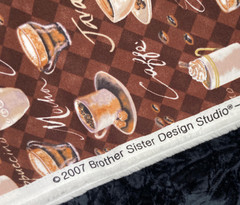 Coffee Cups Cotton Fabric Brown Cafe Latte Mocha Novelty Yardage