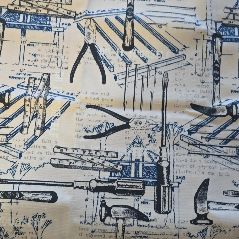 Joann Tools Pattern Printed Fabric Beige/Blue/Black 46-59″ Wide