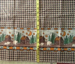 1 2/3 yd Cotton Fabric Double Border Lodge Motif with Brown & Cream Check
