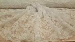 “White Bridal Lace Fabric with Embroidered Flowers and Polka Dots – Sold by the