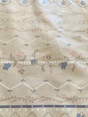 Med Blue Pink Flowers on Lt Tan Striped Chintz Heavy Fabric 5.5Y Cottagecore