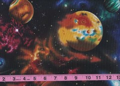 BTY STARGAZERS Planets Solar System Met Gold Print 100% Cotton Quilt Fabric Yard
