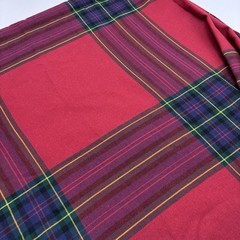 Scottish Tartan Double Sided Fabric Wool Plaid Burgundy Blue Yellow Green 4YDx62