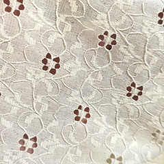 32″Wx 3 Yards Fabric Ivory Embroidered Off-White Eyelet Lace Cotton Blend Floral