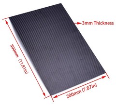Carbon Fiber Plate Sheet 200mm X 300mm X 3mm 3K for DIY Drone Frame – Strong