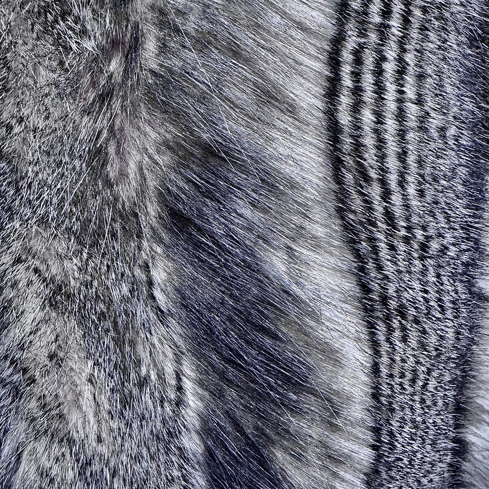 Faux Fur Fabric – Silver Gray & Black(#FFL14) – By the Yard