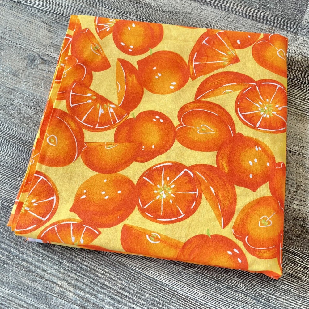 Vintage Oranges on Yellow Cotton Fabric General Fabrics by the Half Yard