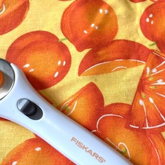Vintage Oranges on Yellow Cotton Fabric General Fabrics by the Half Yard