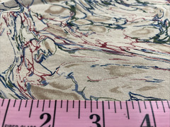 Vtg Cotton Fabric Marbled Red Green Blue Purple Beige 1 5/8 Yard x 44 inches