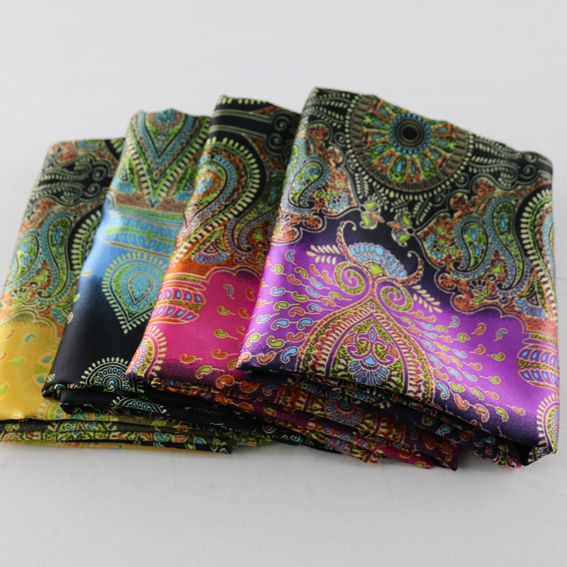 By Yard Dress Material Charmeuse Ethnic Paisley Patchwork Satin Fabric Printed